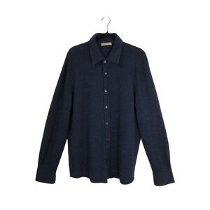 Fioroni Cashmere Button-Up Shirt Size XL Navy Blue Long Sleeve Mens